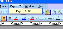 Click the custom menu Export ID to access the export to Word function (macro security must be set to medium).